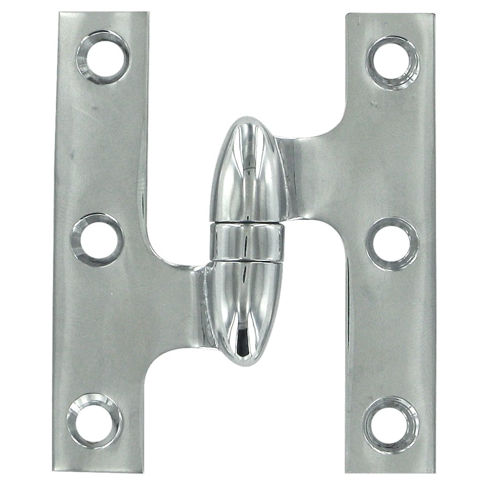 Solid Brass 3" x 2 1/2" Left Handed Olive Knuckle Door Hinge (Sold Individually) in Polished Chrome