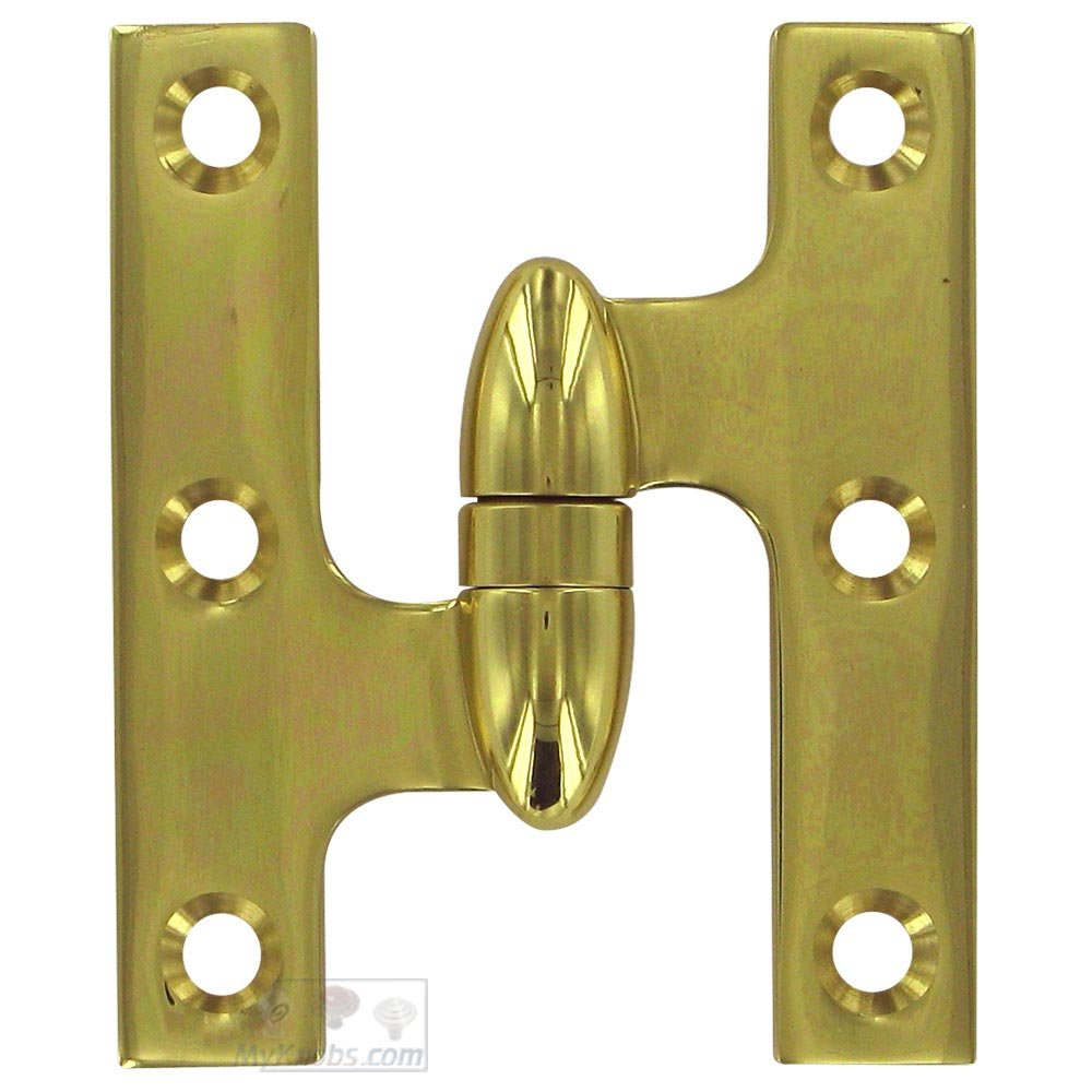 Solid Brass 3" x 2 1/2" Left Handed Olive Knuckle Door Hinge (Sold Individually) in Polished Brass