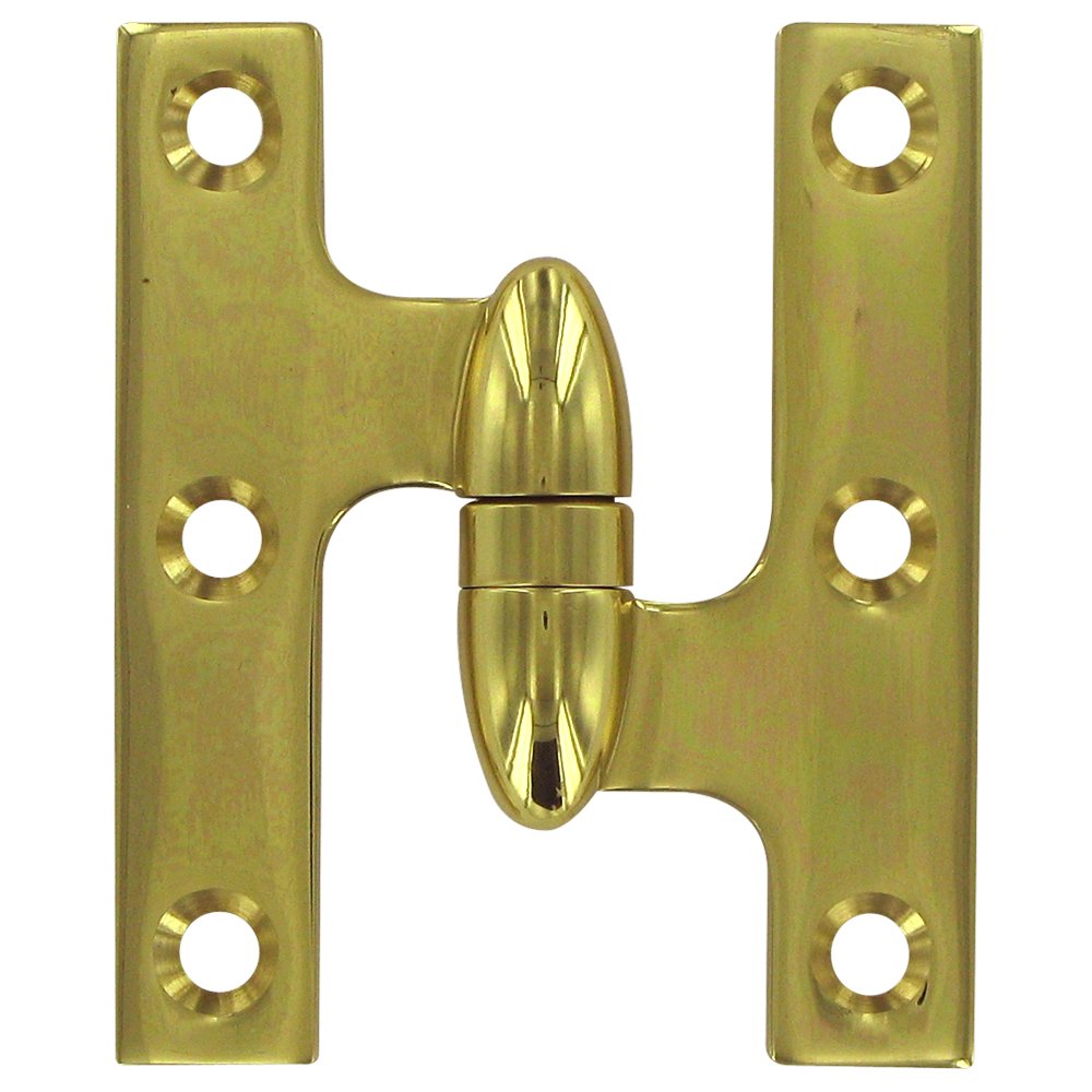 Solid Brass 3" x 2 1/2" Right Handed Olive Knuckle Door Hinge (Sold Individually) in Polished Brass