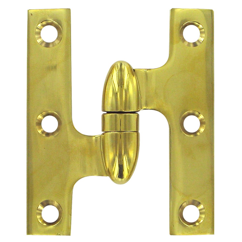 Solid Brass 3" x 2 1/2" Left Handed Olive Knuckle Door Hinge (Sold Individually) in Polished Brass Unlacquered