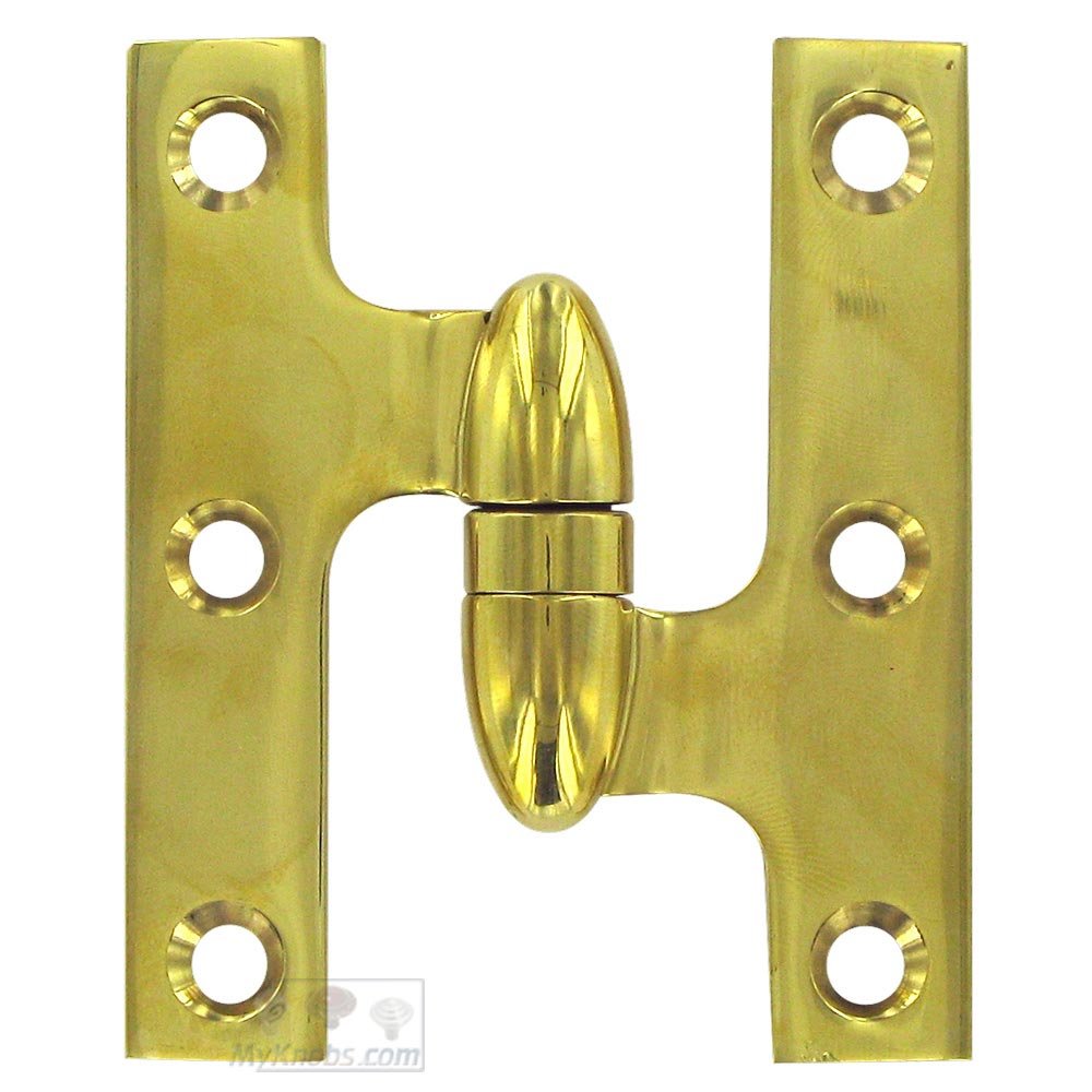 Solid Brass 3" x 2 1/2" Right Handed Olive Knuckle Door Hinge (Sold Individually) in Polished Brass Unlacquered
