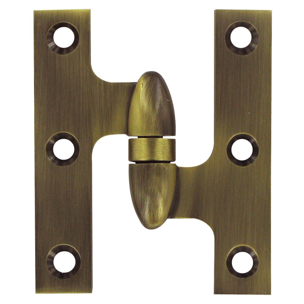 Solid Brass 3" x 2 1/2" Right Handed Olive Knuckle Door Hinge (Sold Individually) in Antique Brass