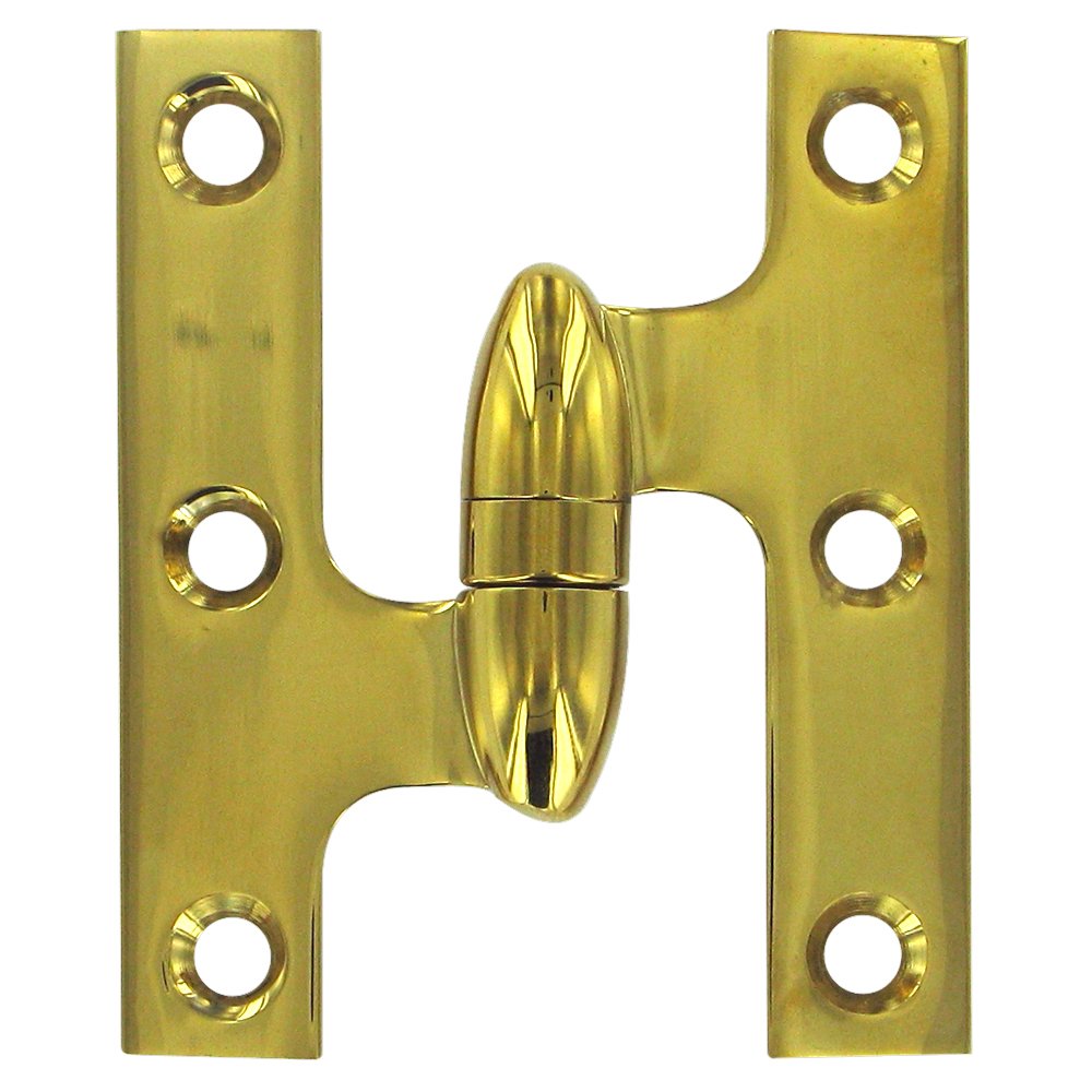 Solid Brass 3" x 2 1/2" Left Handed Olive Knuckle Door Hinge (Sold Individually) in PVD Brass