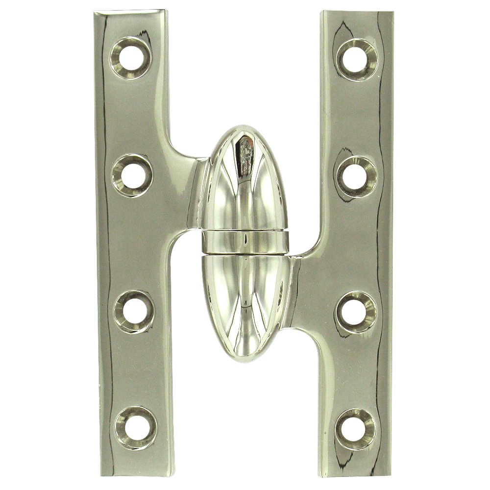 Solid Brass 5" x 3 1/4" Right Handed Olive Knuckle Door Hinge (Sold Individually) in Polished Nickel