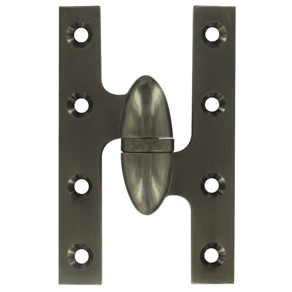 Solid Brass 5" x 3 1/4" Right Handed Olive Knuckle Door Hinge (Sold Individually) in Antique Nickel