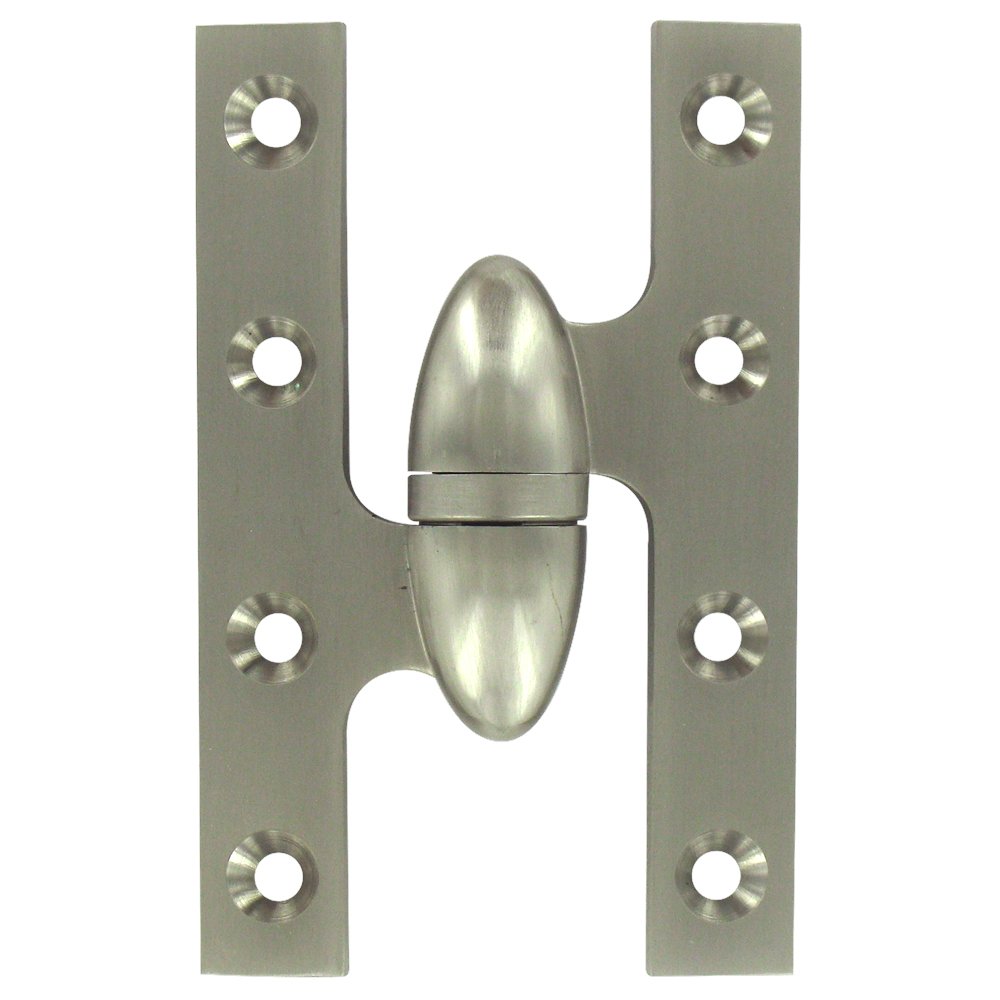 Solid Brass 5" x 3 1/4" Left Handed Olive Knuckle Door Hinge (Sold Individually) in Brushed Nickel