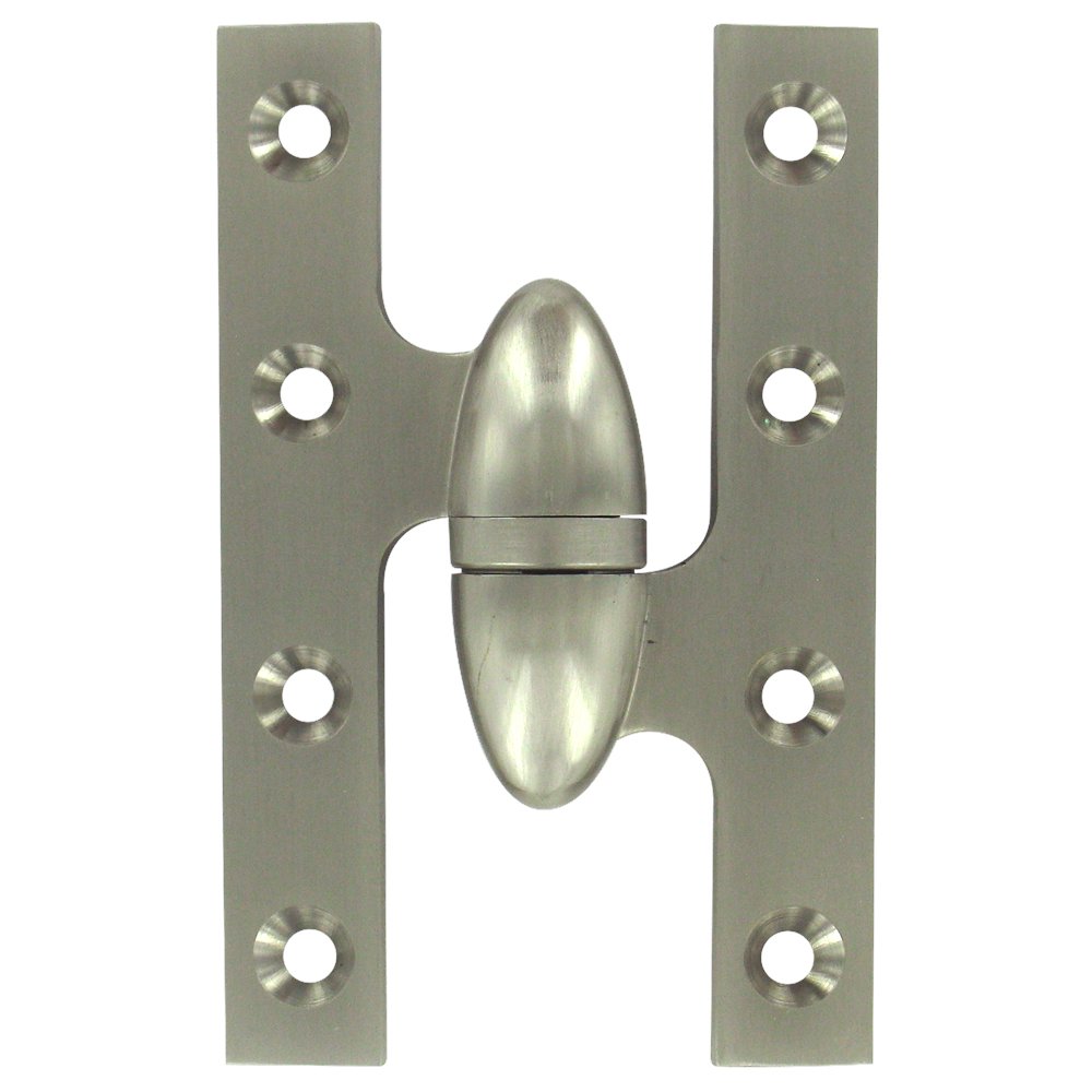 Solid Brass 5" x 3 1/4" Right Handed Olive Knuckle Door Hinge (Sold Individually) in Brushed Nickel