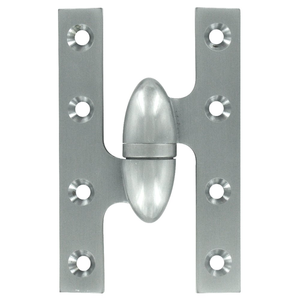 Solid Brass 5" x 3 1/4" Left Handed Olive Knuckle Door Hinge (Sold Individually) in Brushed Chrome