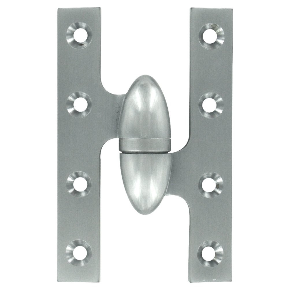 Solid Brass 5" x 3 1/4" Right Handed Olive Knuckle Door Hinge (Sold Individually) in Brushed Chrome