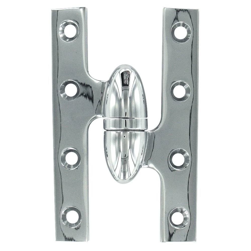 Solid Brass 5" x 3 1/4" Right Handed Olive Knuckle Door Hinge (Sold Individually) in Polished Chrome