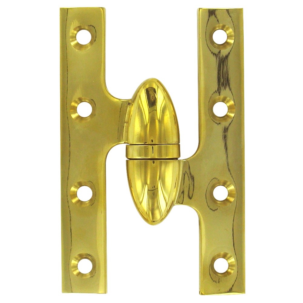 Solid Brass 5" x 3 1/4" Right Handed Olive Knuckle Door Hinge (Sold Individually) in Polished Brass Unlacquered