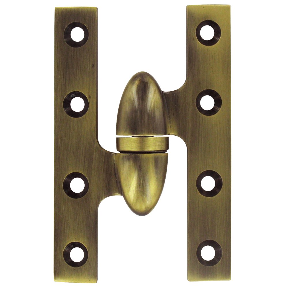 Solid Brass 5" x 3 1/4" Left Handed Olive Knuckle Door Hinge (Sold Individually) in Antique Brass