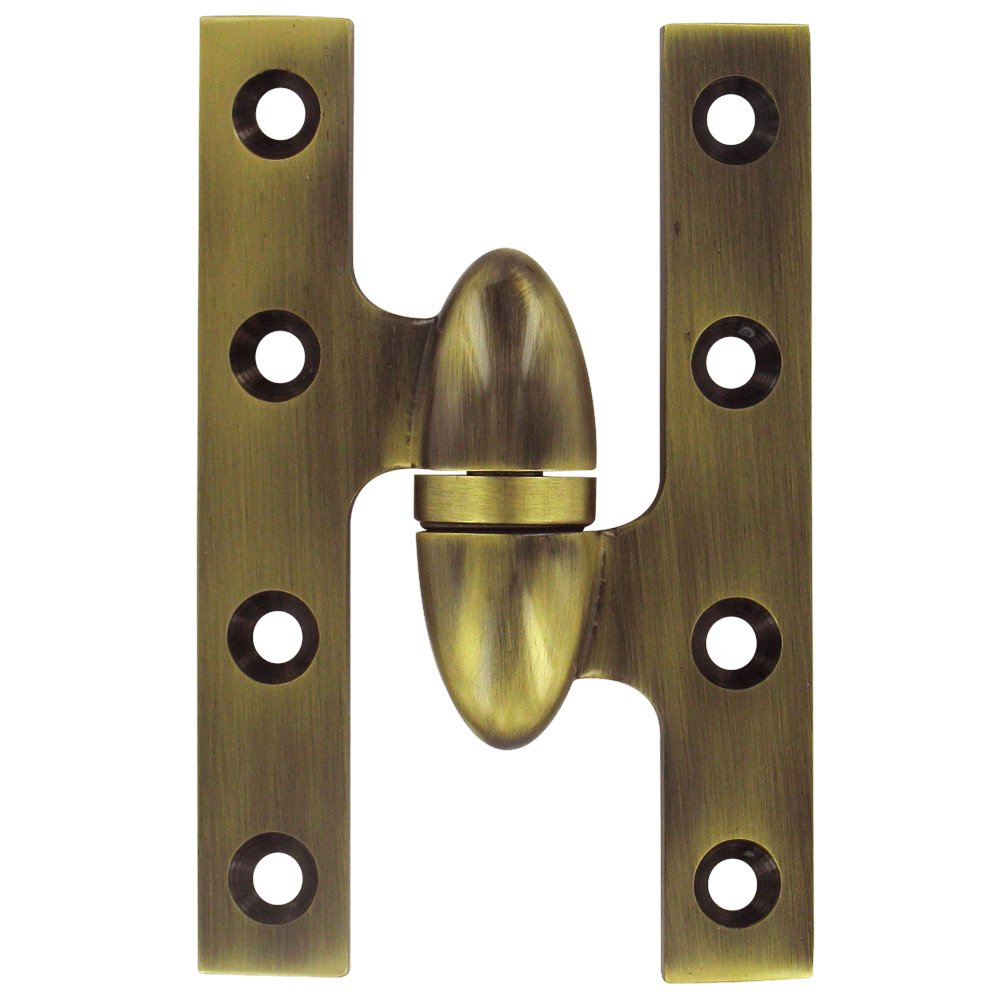 Solid Brass 5" x 3 1/4" Right Handed Olive Knuckle Door Hinge (Sold Individually) in Antique Brass
