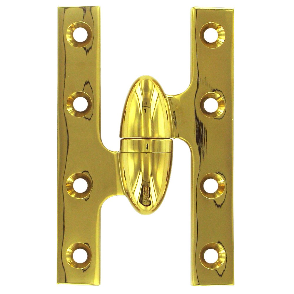Solid Brass 5" x 3 1/4" Left Handed Olive Knuckle Door Hinge (Sold Individually) in PVD Brass
