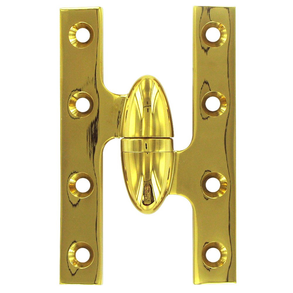 Solid Brass 5" x 3 1/4" Right Handed Olive Knuckle Door Hinge (Sold Individually) in PVD Brass