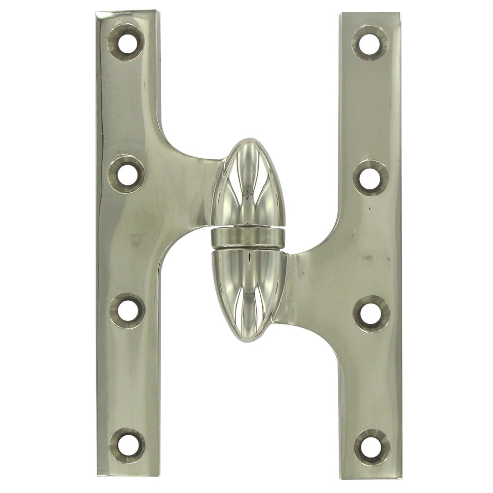 Solid Brass 6" x 4" Right Handed Olive Knuckle Door Hinge (Sold Individually) in Polished Nickel
