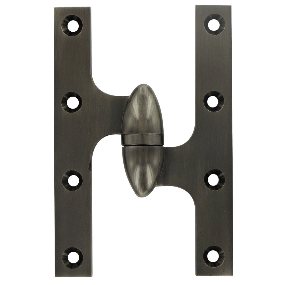 Solid Brass 6" x 4" Right Handed Olive Knuckle Door Hinge (Sold Individually) in Antique Nickel