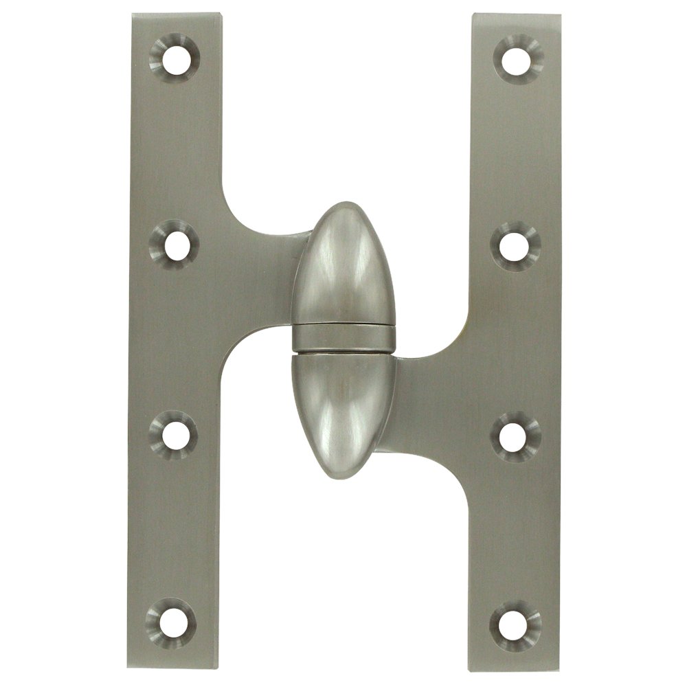 Solid Brass 6" x 4" Right Handed Olive Knuckle Door Hinge (Sold Individually) in Brushed Nickel