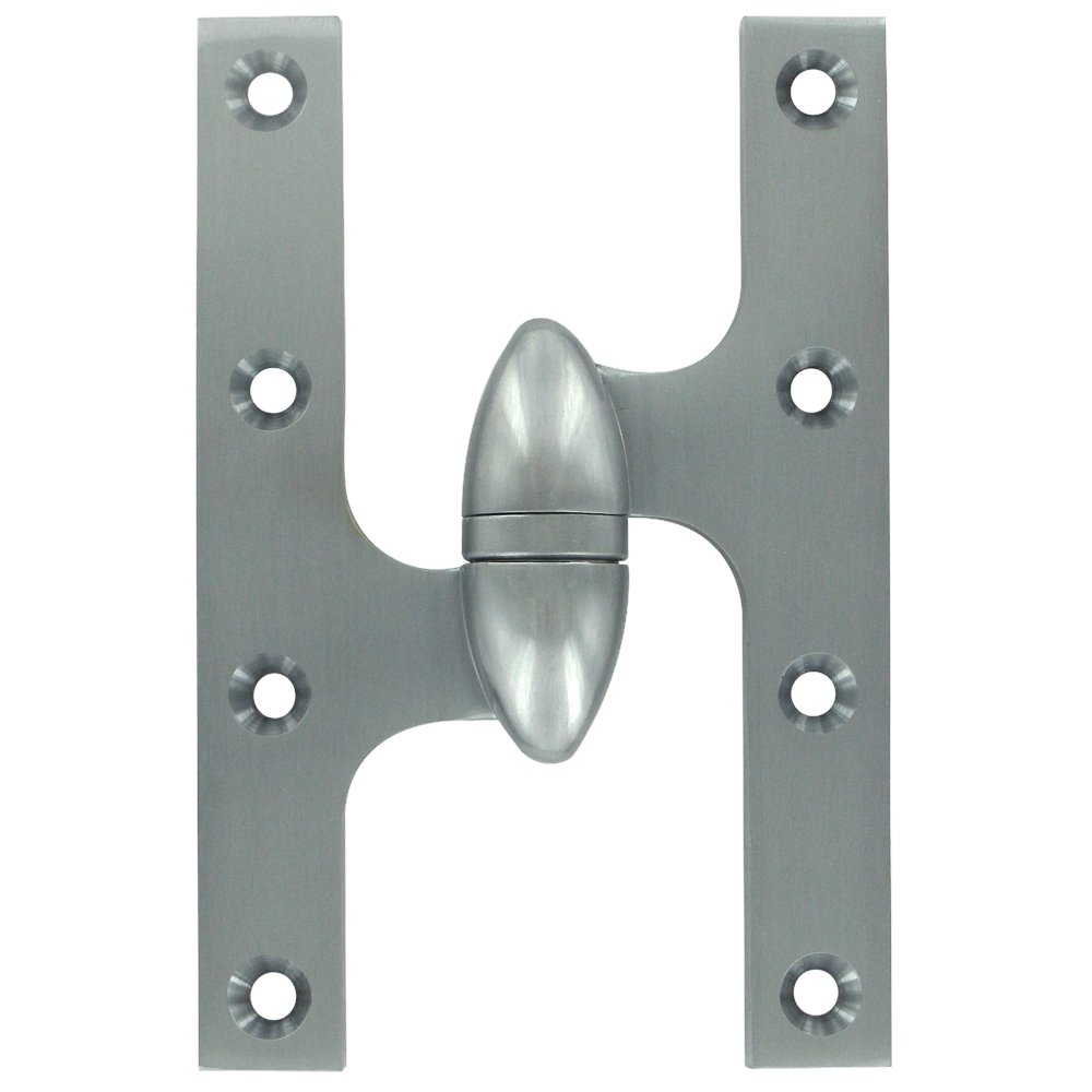 Solid Brass 6" x 4" Left Handed Olive Knuckle Door Hinge (Sold Individually) in Brushed Chrome