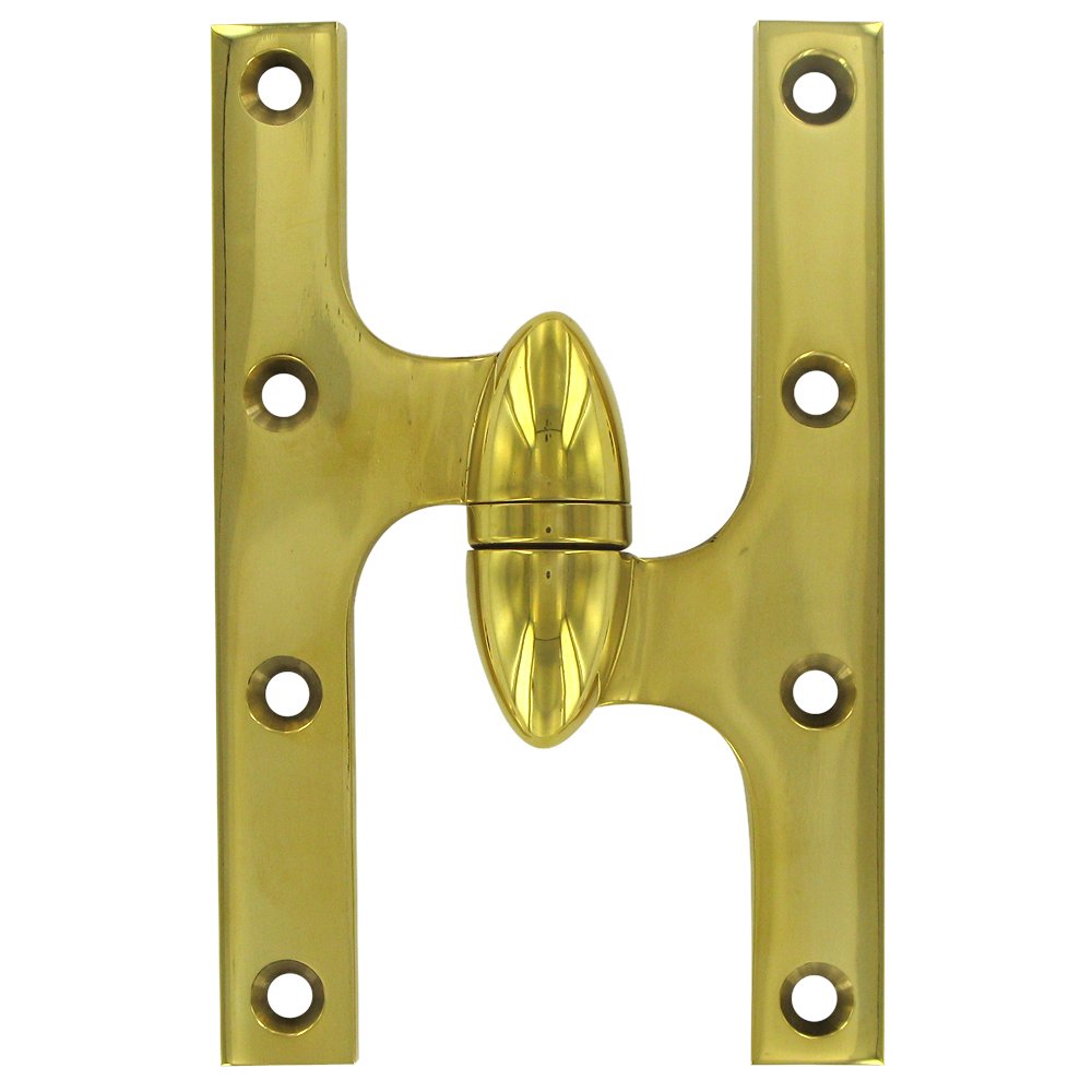 Solid Brass 6" x 4" Right Handed Olive Knuckle Door Hinge (Sold Individually) in Polished Brass Unlacquered