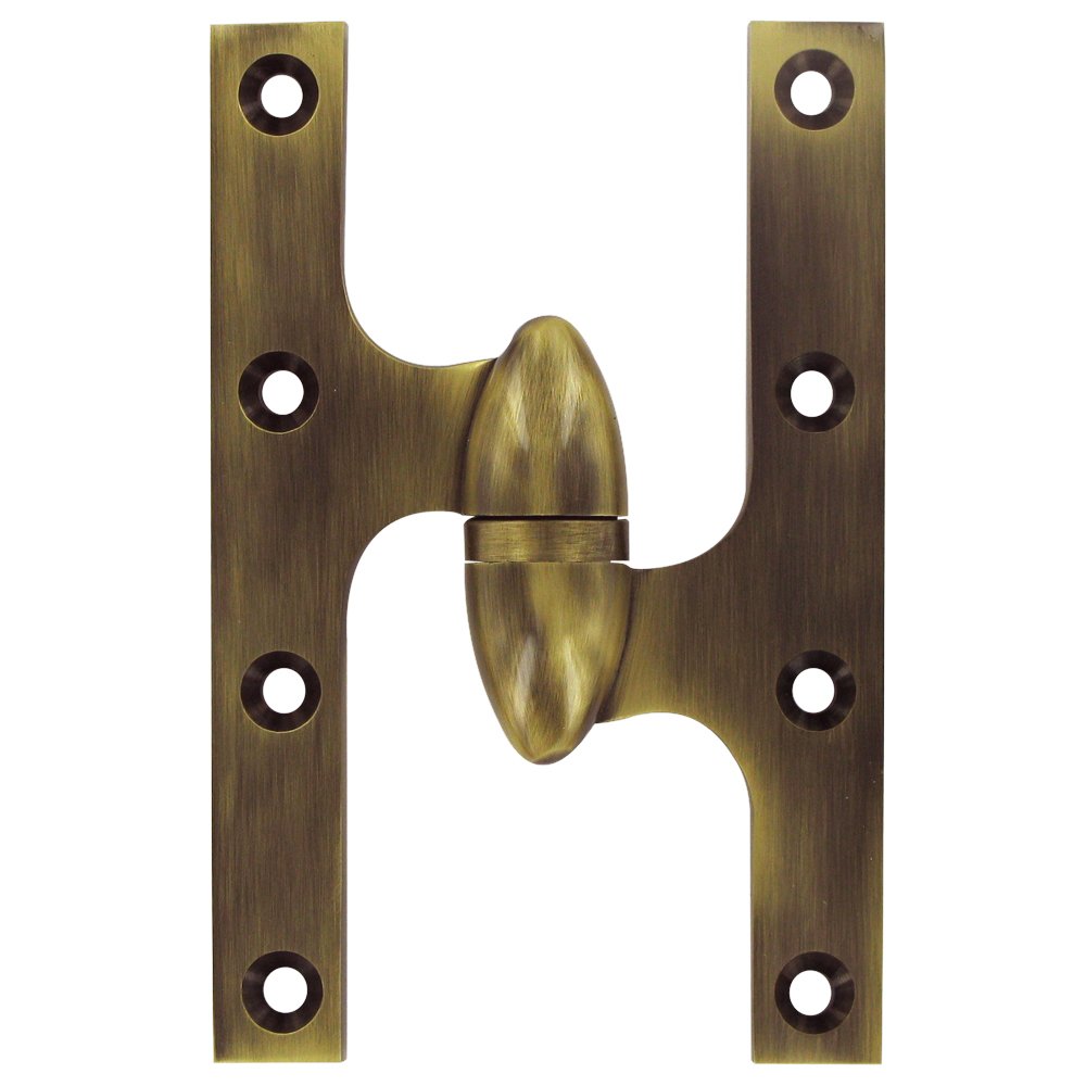 Solid Brass 6" x 4" Right Handed Olive Knuckle Door Hinge (Sold Individually) in Antique Brass