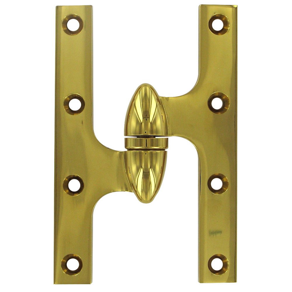 Solid Brass 6" x 4" Right Handed Olive Knuckle Door Hinge (Sold Individually) in PVD Brass