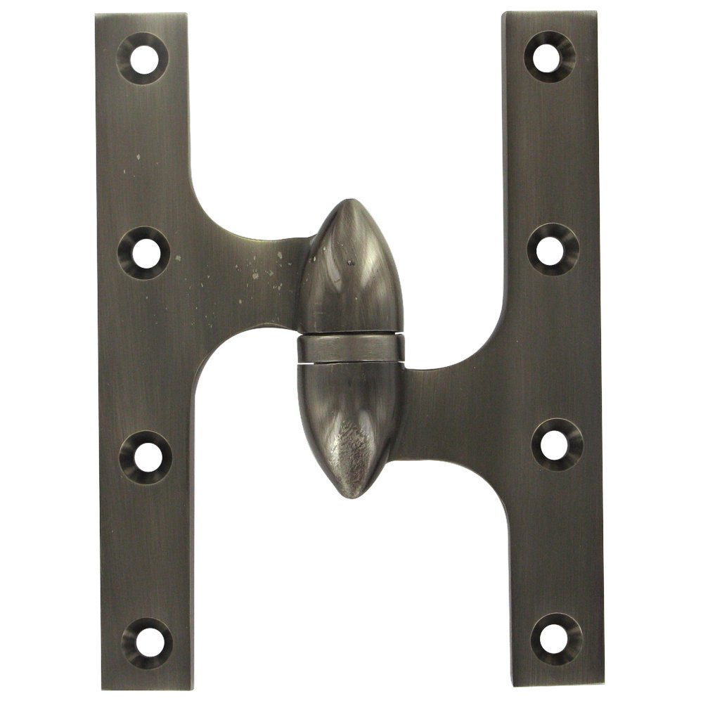 Solid Brass 6" x 4 1/2" Right Handed Olive Knuckle Door Hinge (Sold Individually) in Antique Nickel