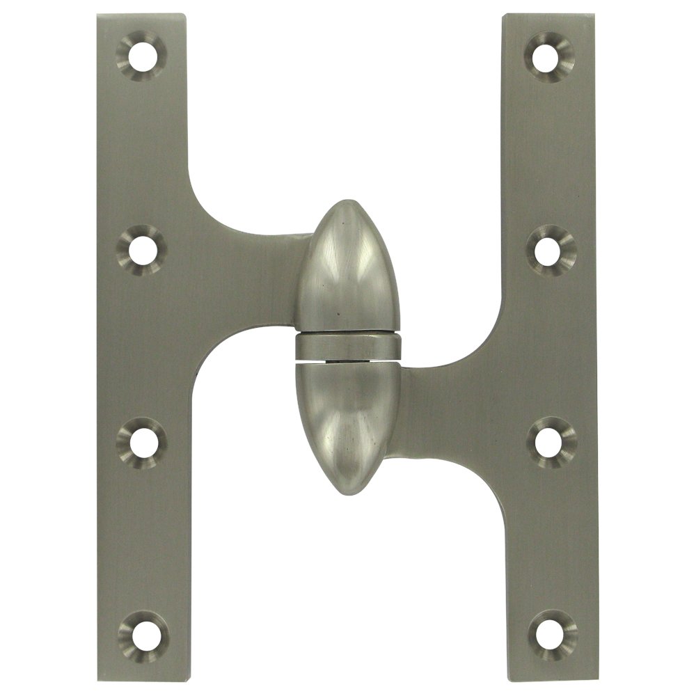 Solid Brass 6" x 4 1/2" Right Handed Olive Knuckle Door Hinge (Sold Individually) in Brushed Nickel