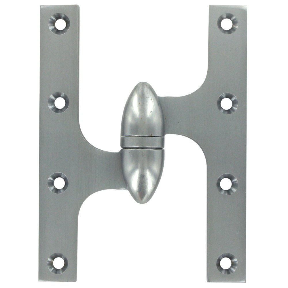 Solid Brass 6" x 4 1/2" Left Handed Olive Knuckle Door Hinge (Sold Individually) in Brushed Chrome