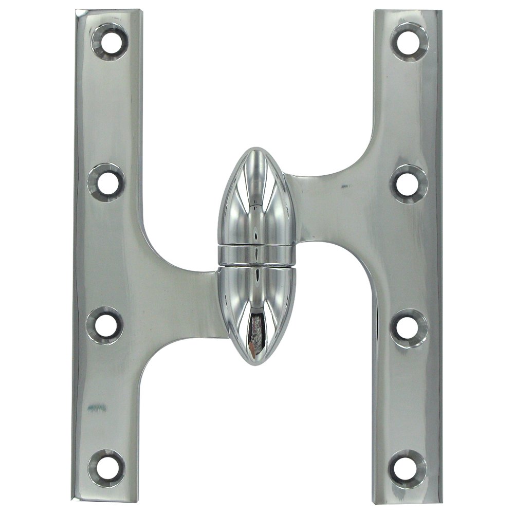 Solid Brass 6" x 4 1/2" Left Handed Olive Knuckle Door Hinge (Sold Individually) in Polished Chrome