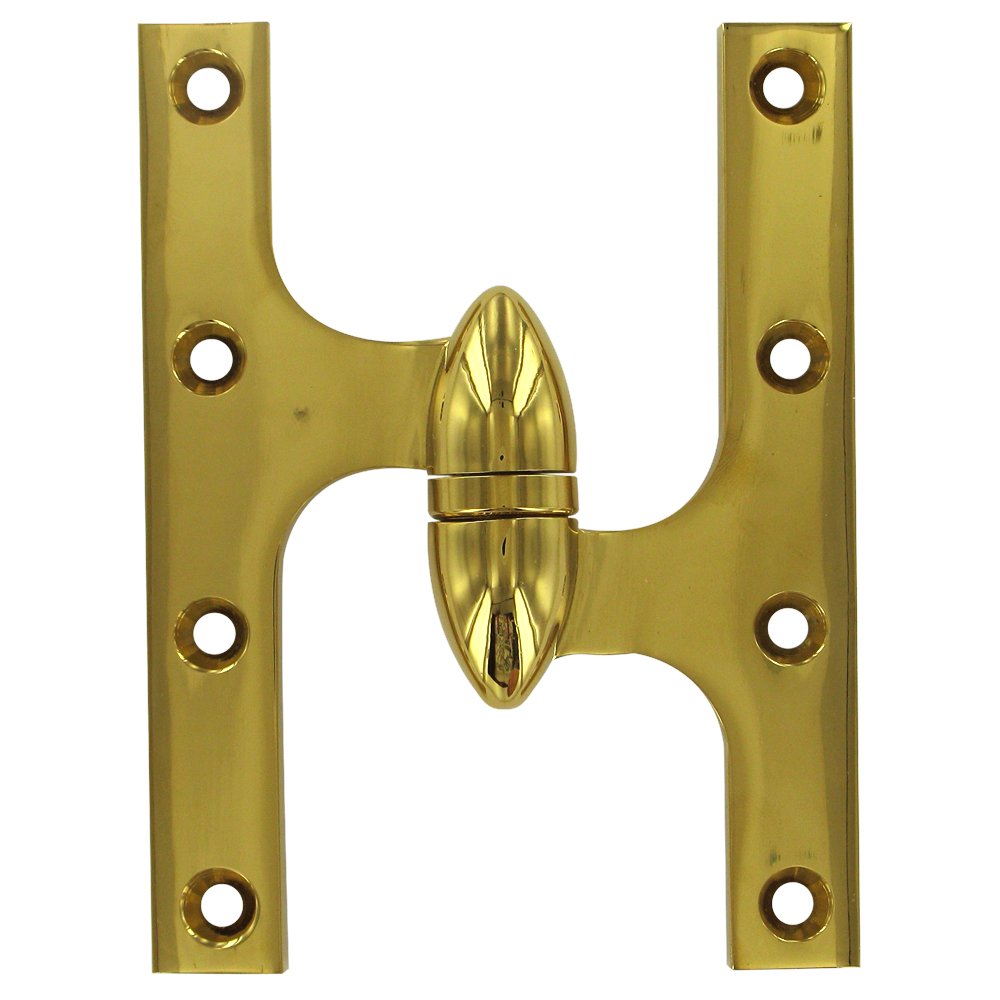 Solid Brass 6" x 4 1/2" Right Handed Olive Knuckle Door Hinge (Sold Individually) in PVD Brass