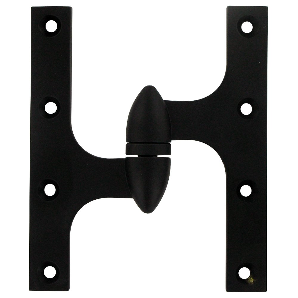 Solid Brass 6" x 5" Left Handed Olive Knuckle Door Hinge (Sold Individually) in Paint Black