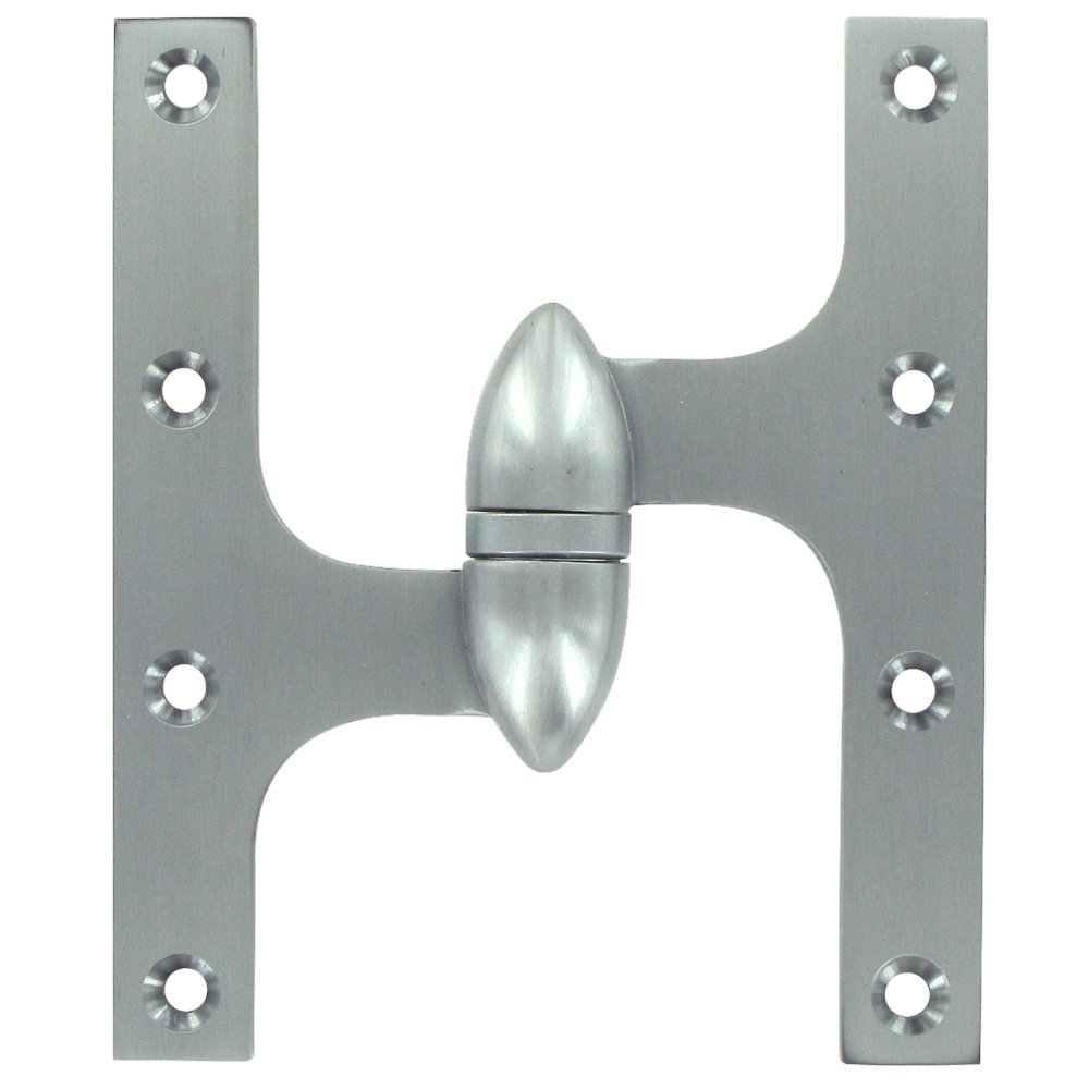 Solid Brass 6" x 5" Left Handed Olive Knuckle Door Hinge (Sold Individually) in Brushed Chrome