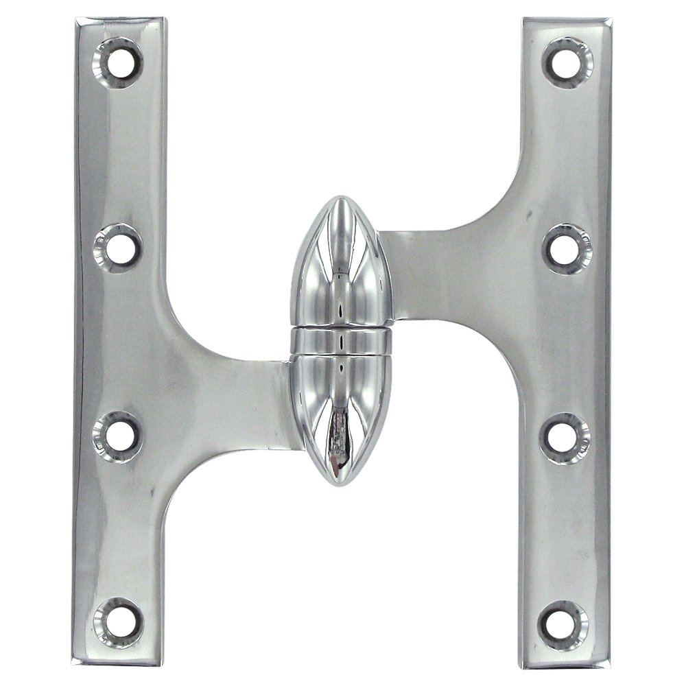 Solid Brass 6" x 5" Left Handed Olive Knuckle Door Hinge (Sold Individually) in Polished Chrome