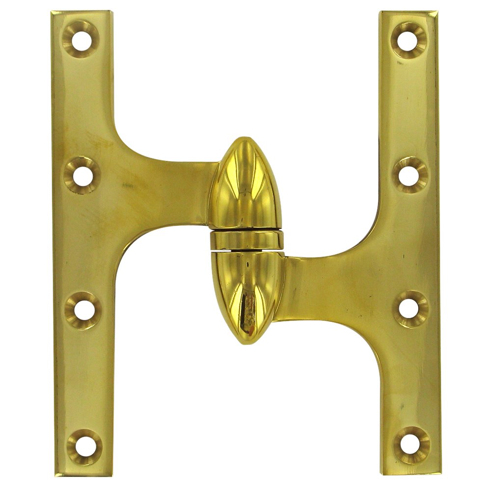 Solid Brass 6" x 5" Right Handed Olive Knuckle Door Hinge (Sold Individually) in Polished Brass Unlacquered