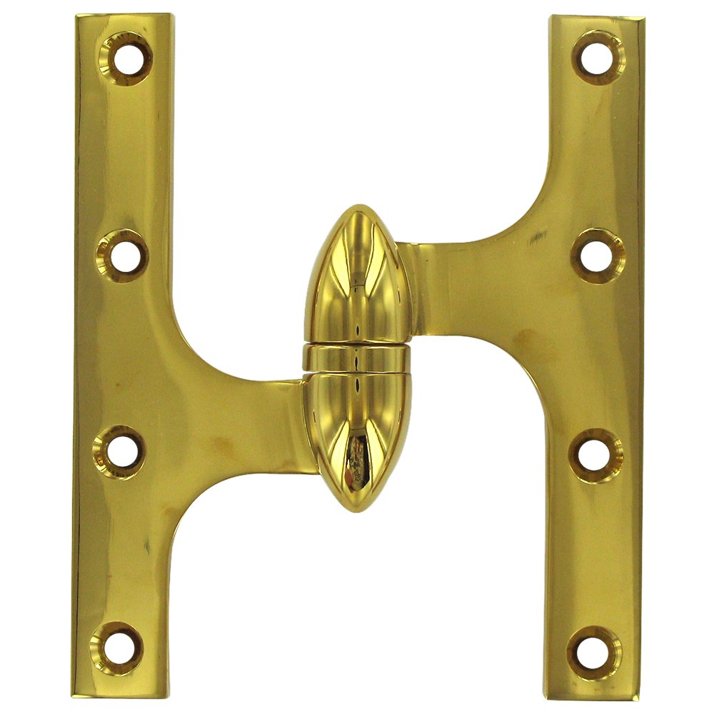 Solid Brass 6" x 5" Left Handed Olive Knuckle Door Hinge (Sold Individually) in PVD Brass