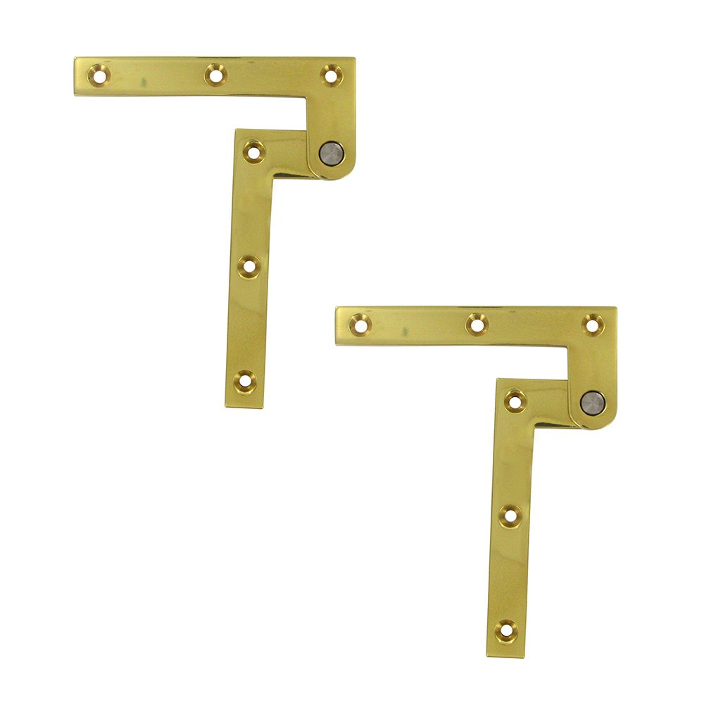 Solid Brass 4 3/8" x 5/8" x 1/4" Pivot Door Hinge (Sold as a Pair) in Polished Brass