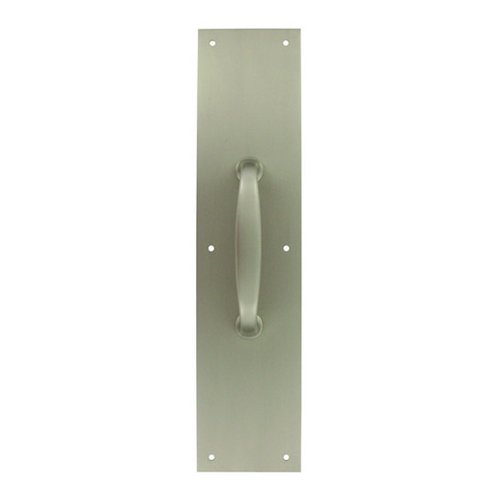 Solid Brass 15" x 3 1/2" Push/Pull Plate with 5 1/2" Handle in Brushed Nickel