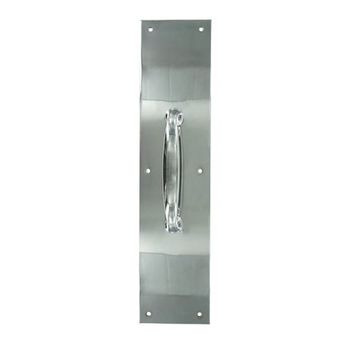 Solid Brass 15" x 3 1/2" Push/Pull Plate with 5 1/2" Handle in Polished Chrome