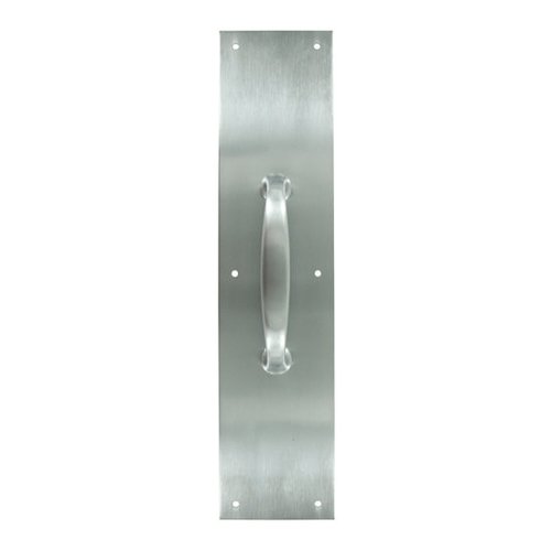 Solid Brass 15" x 3 1/2" Push/Pull Plate with 5 1/2" Handle in Brushed Chrome