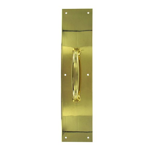 Solid Brass 15" x 3 1/2" Push/Pull Plate with 5 1/2" Handle in Polished Brass
