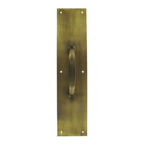 Solid Brass 15" x 3 1/2" Push/Pull Plate with 5 1/2" Handle in Antique Brass