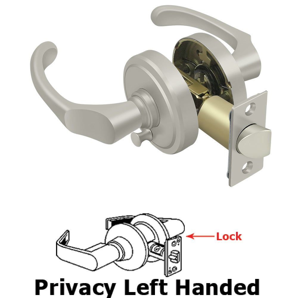 Left Handed Chapelton Lever Privacy in Brushed Nickel