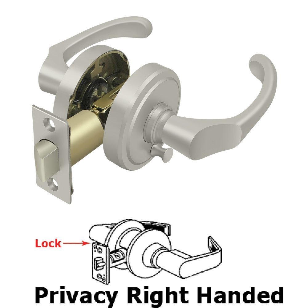 Right Handed Chapelton Lever Privacy in Brushed Nickel
