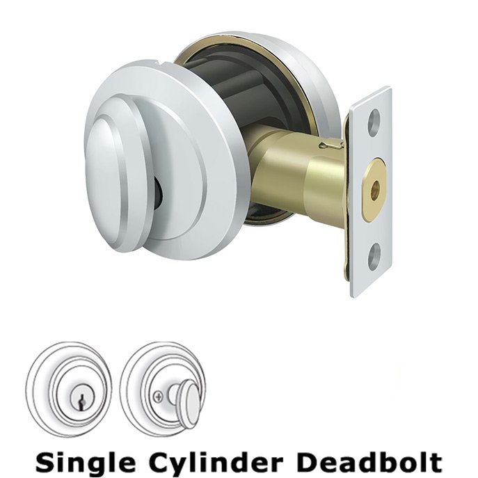 Solid Brass Port Royal Deadbolt Lock Grade 2 in Polished Chrome