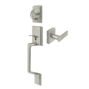 Highgate Handleset with Zinc Livingston Lever Entry in Brushed Nickel