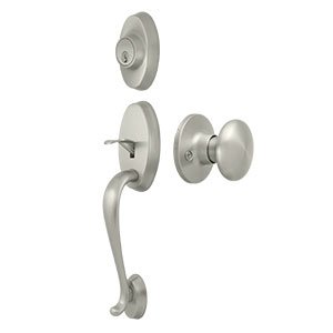 Riversdale Handleset with Round Knob Entry in Brushed Nickel