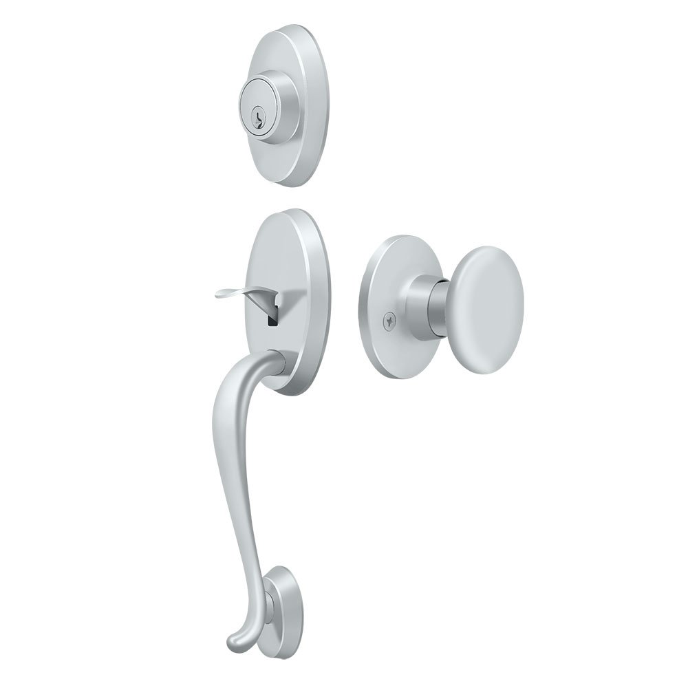 Riversdale Handleset with Round Knob Entry in Polished Chrome