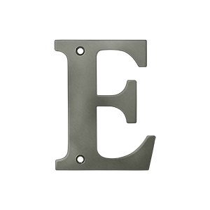 Solid Brass 4" Residential House Letter E in Antique Nickel