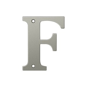 Solid Brass 4" Residential House Letter F in Brushed Nickel